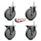 Service Caster 6 Inch Gray Polyurethane Wheel Swivel 34 Inch Threaded Stem Caster Set 2 Brakes SCC SCC-TS20S614-PPUB-34212-2-PLB-2 - alternate 5